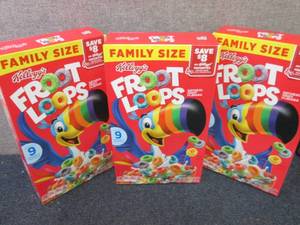 3- 18.4 oz Kelloggs Fruit Loops...