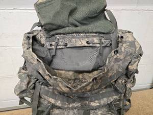 Large rucksack backpack complete with frame, waistbelt, shoulder straps and sustainment pouches  - fully assembled - ACU pattern