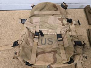 1 - USGI 3-day Assault Pack - Desert color,  used but in really good condition and 1 - Blackhawk USMC Holster System SERPA Beretta 9296 RH M990194CT-R M9 like new condition, tan color