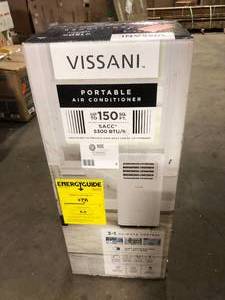 Vissani 5,000 BTU 115-Volt Portable Air Conditioner for 170 sq. ft. Rooms Dehumidifies and Remote in White   Customer Returns See Pictures