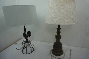 lot 41 image: 2 lamps - rooster, brass