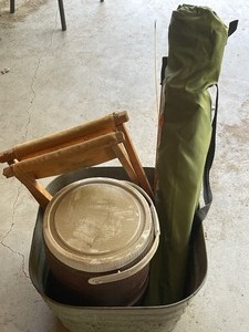 Galvanized Tub, Camping Chairs, Cooler