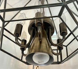 lot 131 image: Brass and Glass Hanging Light Fixture