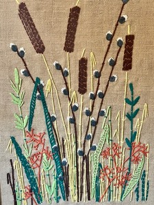 lot 96 image: Contemporary Embroidery Framed Art Everglades