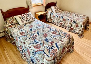 lot 118 image: Pair of Twin Bed Frames, End Table and Corner Shelf
