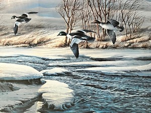 lot 124 image: Terry Redlin Framed Print Drifting