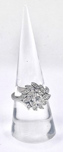 lot 14J image: Vintage Diamond Cluster 14K White Gold Ring Size 8