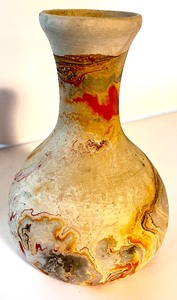 lot 5 image: Nemadji Orange Swirl Pottery Vase