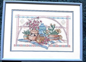 lot 173 image: Original Framed Arizona Vibes Cross Stitching