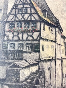 lot 158 image: Vintage Paul Sollmann Etching Print of Rottenburg ob der Tauber