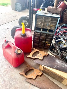 lot 211 image: Variety of Garage Items including Gas Cans and Tools