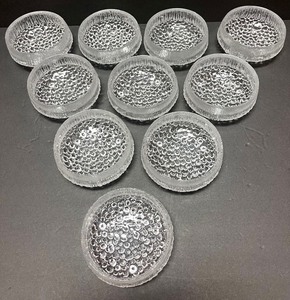 lot 25I image: Set of 10 Vintage 4 Iittala Ultima Thule Round Three Toed Footed Bowls