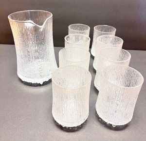 lot 25A image: Vintage Iittala Ultima Thule Footed Pitcher & 4 Tumblers Set