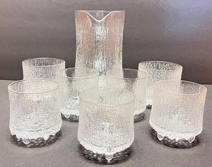 lot 25B image: Vintage Iittala Ultima Thule Footed Pitcher & Tumblers