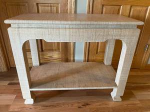 lot 128 image: Interesting MCM Table with Drawer and Shelf by designer Harrison Van Horne