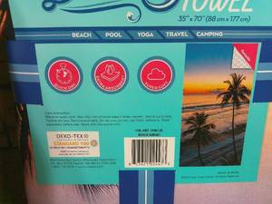 lot 31 image: Set of 2 Whitley Willows Microfiber BEACH TOWEL 35x70 Palm Beach Sunset