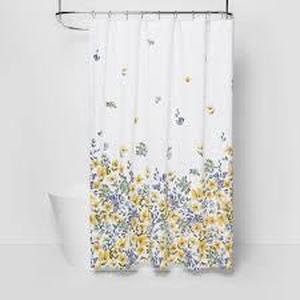 lot 50 image: Lot of 2 Floral Print Shower Curtain Gold Medal - Threshold