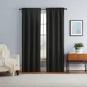 lot 70 image: (Set of 2) 1pc Blackout Braxton Thermaback Window Curtain Panel - Eclipse-42W x 84L-Black