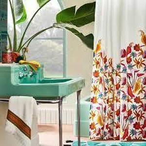 lot 72 image: Set of 2 Natalia Bird Shower Curtain White - Opalhouse designed with Jungalow