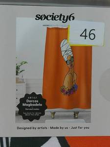 lot 78 image: Set of 2 Society6 Ayana Shower Curtain Black Art by Dorcas Creates 69 x 72