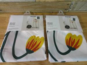 lot 79 image: Set of 2 Society 6 Be You Fabric Shower Curtain 72x69 Hand Holding Flowers