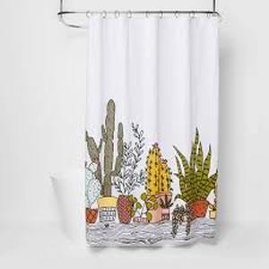 lot 81 image: Set of 2 Plants Print Shower Curtain Green - Room Essentials