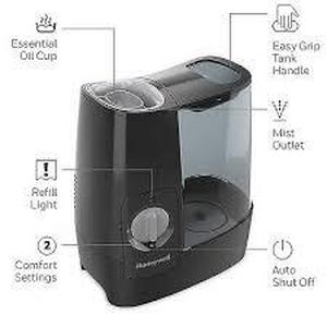 lot 100 image: Honeywell HWM845 Warm Mist Humidifier with Essential Oil Cup Filter Free Black