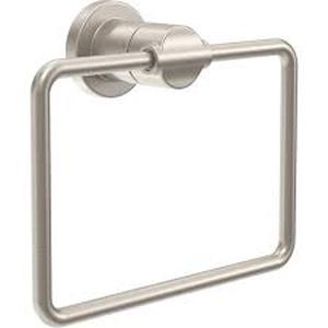lot 127 image: Set of 2 DELTA FAUCET NIC46-DN Nicoli Wall Mount Square Closed Towel Ring Bath Hardware Accessory in Brushed Nickel