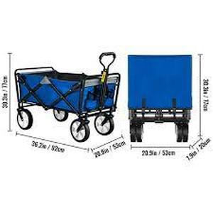 lot 131 image: VEVOR 3.2 cu. ft. Wagon Cart 176 lbs. Load Collapsible Folding Cart Steel Utility Garden Cart with Wheels for Camping, Blue