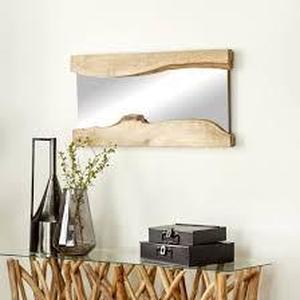 lot 132 image: Contemporary Wood Wall Mirror Set of 2 Brown - Olivia & May