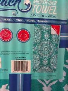 lot 142 image: Set of 2 Whitley Willows Beach Microfiber Towel Teal Medallion 35 x 70