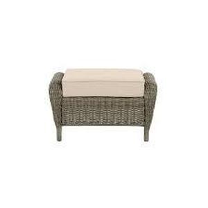 lot 170 image: Hampton Bay Cambridge Sunbrella Canvas Antique Beige Ottoman Slipcovers (2-Pack)