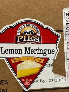 Rocky Mountain Pies Lemon Meringue 6 X 8 Inch Frozen Pies