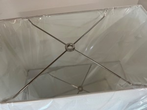 lot 19 image: New Set of White Rectangular Lamp Shades Lampshades in Wrapping
