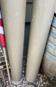 lot 40 image: Antique Wood PILLARS Porch Pillars Painted Gray Pair Architectural Garden Decor