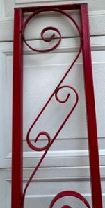 lot 39 image: Red Wrought Iron TRELLIS  Garden Decor ARCHITECTURAL Piece
