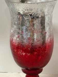lot 51 image: Vintage Large Crackle Mercury Glass Footed Votive Candle VASE