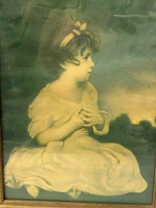 lot 58 image: Antique 1925 BORIN Age of Innocence Little Girl FRAMED PRINT