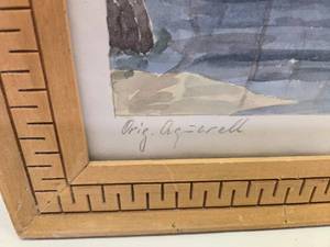lot 14 image: Vintage 1953 Framed & Signed Watercolor Painting ROTHENBURG 