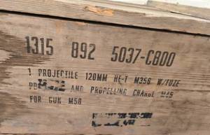 lot 107 image: Vintage Military Empty Shell Crate wRope Handles