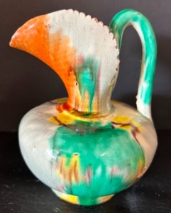 lot 81 image: Vintage MEXICAN Dripware Pottery Pitcher OAXACA Glaze Ceramic Collectible