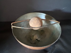 lot 84 image: Vtg REVERE Co. Art Deco Copper Bowl Cork Ball Table Top Decor