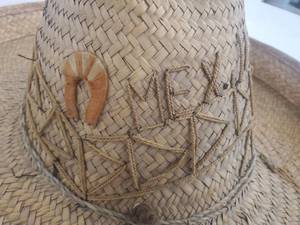 lot 67 image: Vintage Mexican Straw Sombrero w Embroidery Detail 