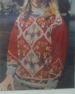 lot 226 image: Vintage NORTH ISLAND DESIGNS Floral FAIR ISLE Pattern Wool Blend SWEATER Kit