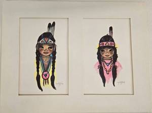 lot 150 image: Set of Gerda Christoffersen SAGA Art Prints Native American Boy Girl Papoose