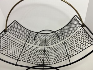 lot 96 image: Vintage MCM Mid Century Modern Perforated Mesh MAGAZINE RACK