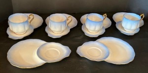 lot 235 image: Vintage ROYAL ALBERT Rainbow Blue Snack Plate & Cup Sets - Qty 4 W Extra 2 Plates