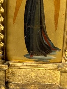 lot 17 image: Antique Gothic Gold Gilt Framed Angel Painting From Florence ALTER ICON