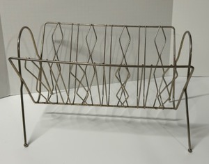 lot 205 image: Vintage MCM Mid-Century Modern Chrome Magazine Rack or Record Holder