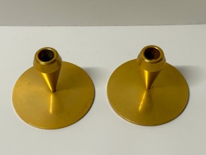 lot 273 image: Vintage ATOMIC Mid Century Modern MCM Gold ALUMINUM CANDLESTICK Holders
